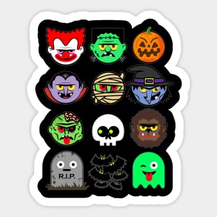 MONSTER FACES Halloween Emoji Shirt Skeleton Dracula Costume Sticker